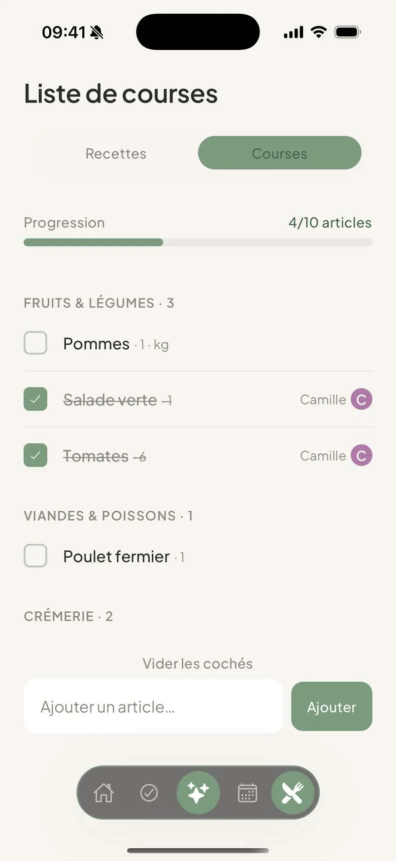 Noan — la liste de courses
